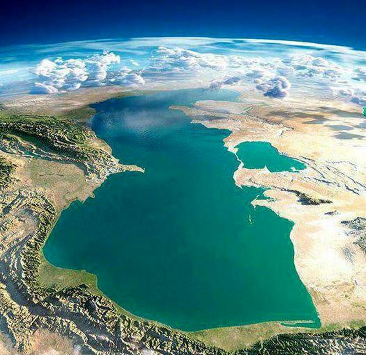 <strong>تصویر هوایی دریای خزر از ایستگاه فضایی بین المللی</strong>