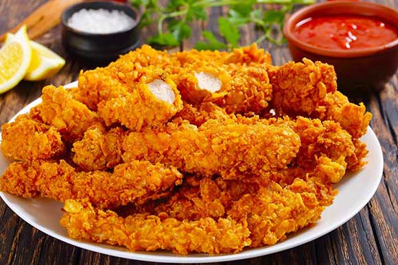 مرغ سوخاری به همراه سس کچاب