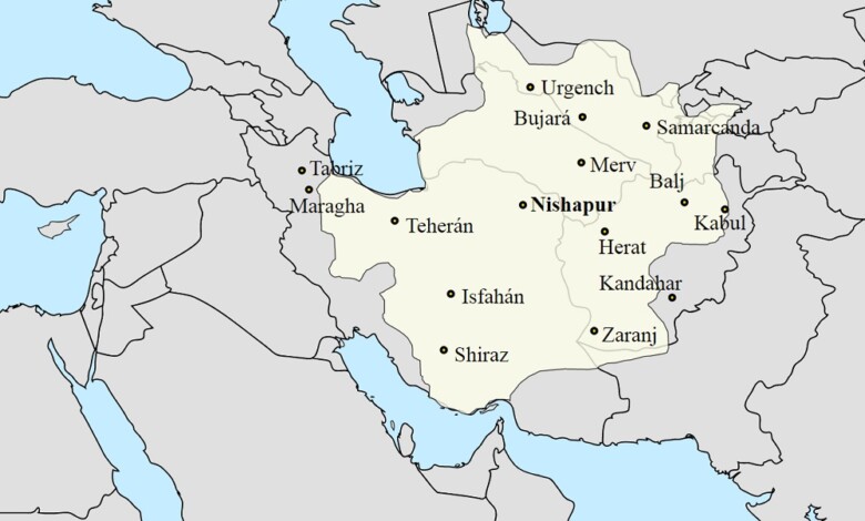 تصویر حاوی نقشه فرمانروایی سلسله طاهریان است