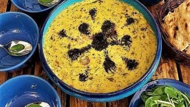 آش پرشگه با تزیین نعناع داغ
