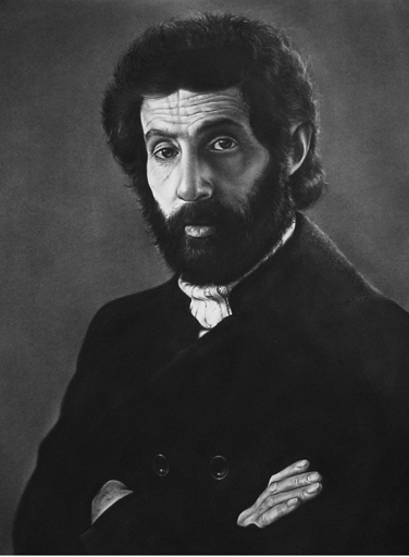 <strong>نقاشی سیاه قلم از چهره سهراب سپهری</strong>