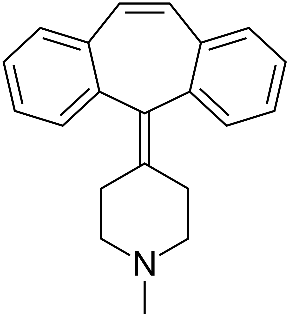 Cyproheptadine با فرمول شیمیایی C21H21N