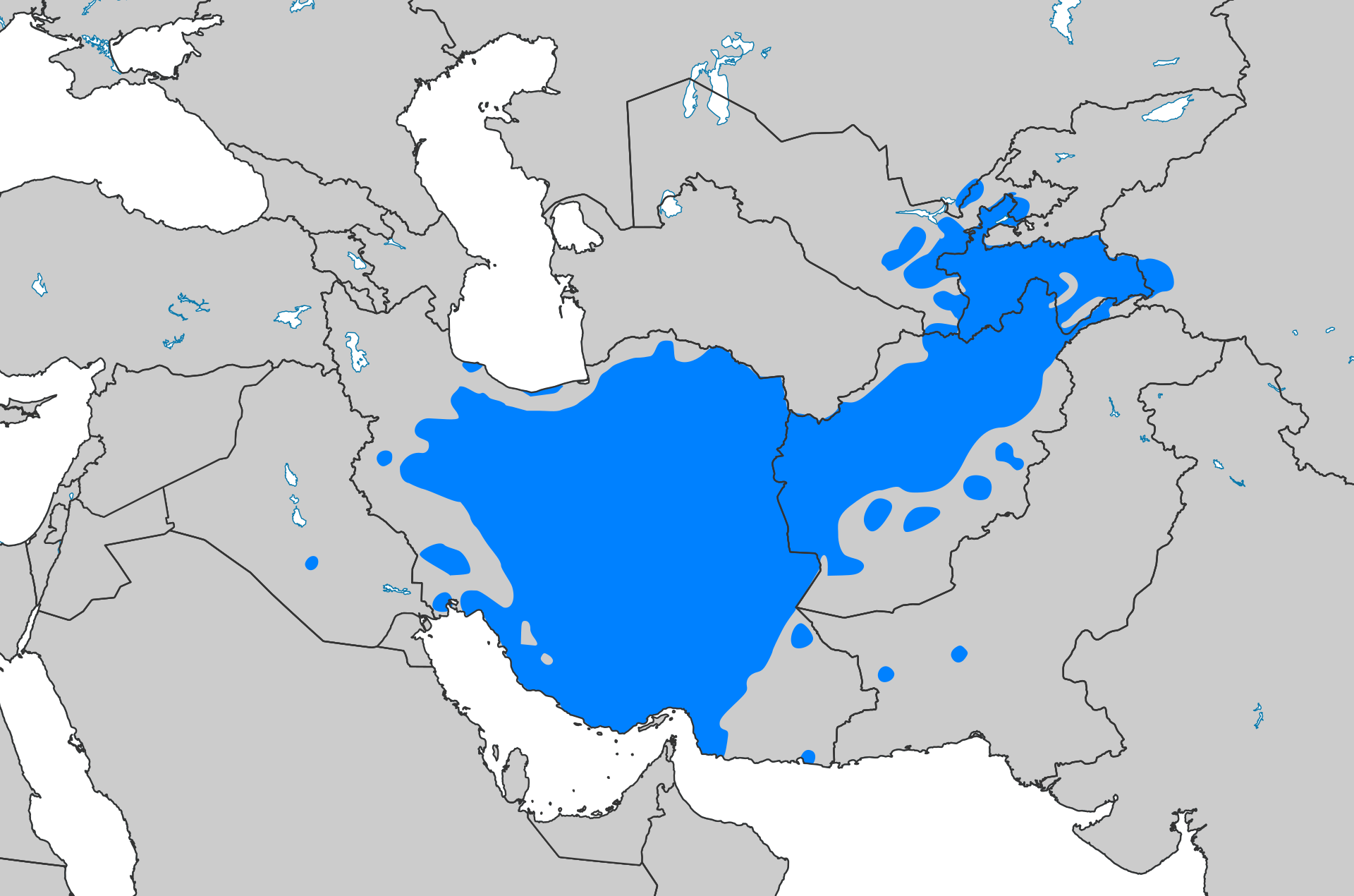 پراکنش زبان فارسی به‌عنوان زبان مادری