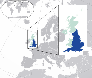 نقشه کروی کشور انگلیس بر روی کره زمین