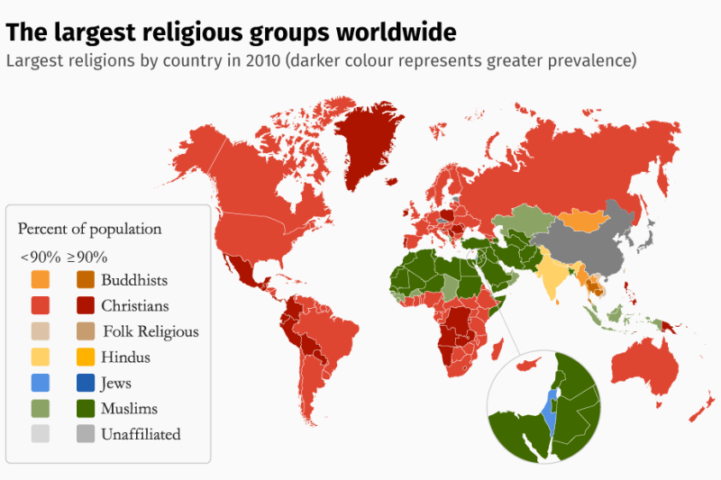 پرونده:نقشه گزارش ایندیپندنت از پراکندگی ادیان در جهان.png