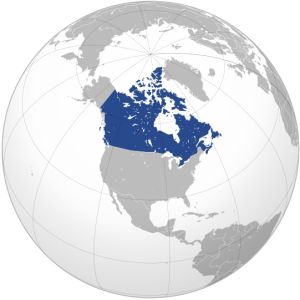 نقشه کشور کانادا بر روی کره زمین