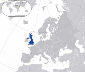 نقشه بریتانیا در قاره اروپا بر روی کره زمین