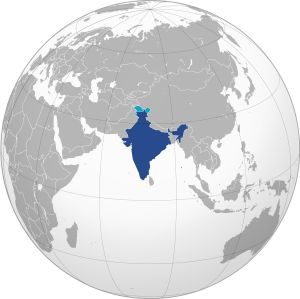 نقشه هند بر روی کره زمین