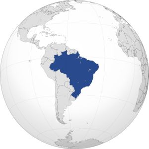نقشه کشور برزیل بر روی کره زمین