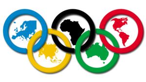 نماد بازی‌های المپیک که از 5 حلقه با رنگ‌های مختلف تشکیل شده و به قاره‌های پنج‌گانه اشاره دارد