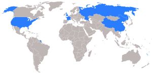 نقشه کشورهای اعضای دائم شورای امنیت سازمان ملل
