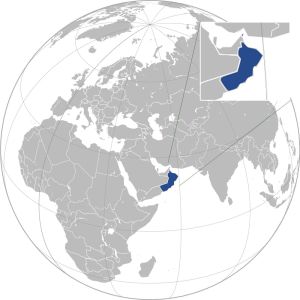 نقشه کشور عمان بر روی کره زمین
