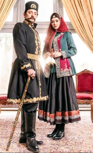 تصویر بهرام رادان و پریناز ایزدیار در نقش ناصرالدین شاه و جیران در سریال جیران ساخته حسن فتحی